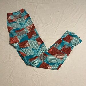 LuLaRoe Orange and Blue Striped Pants